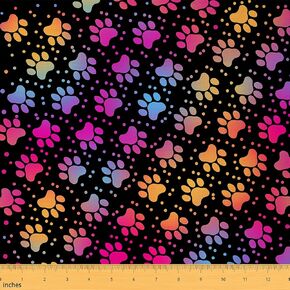 قماش الدشهند الكرتوني من The Yard لطيف على شكل عظمة الكلب الهبي قماش الكتابة على الجدران لمستلزمات الخياطة، نسيج حيوان جرو جميل باللون الأسود والبني لديكور الغرفة وتنجيد DIY 1 ياردة، 36 بوصة طول × 59 بوصة عرض in Kuwait