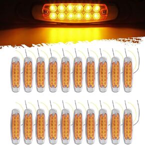 20 قطعة LED العنبر ضوء علامة جانبية لمقطورة شاحنة بيتربيلت 12 فولت ، مصابيح جانبية للشاحنة الثقيلة 12 فولت تيار مستمر in Kuwait