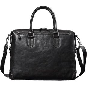 Mens Briefcases Handbags Genuine Leather Messenger Shoulder Laptop Bags Crossbody Bags Carrying Cases(Black) in Saudi Arabia