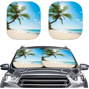 قطعتان من مظلات الزجاج الأمامي للسيارة باللون الأرجواني شجرة النخيل الأمامية للنافذة الأمامية للسيارة كتل مظلات للأشعة فوق البنفسجية وواقي من الشمس للسيارات سيدان والشاحنات SUV والإكسسوارات الداخلية in Kuwait