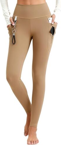 Women's 27" High Waisted Hiking Leggings with Zipper Pockets Tummy Control Workout Running Yoga Cargo Pants in Kuwait