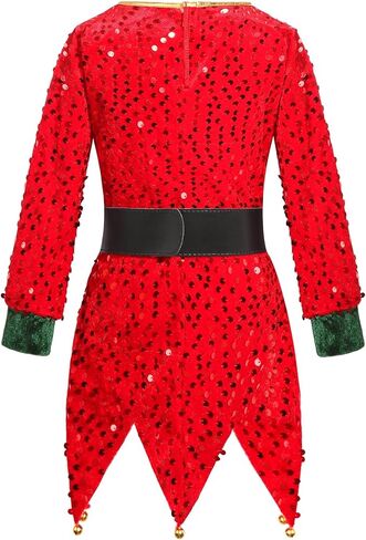 Girls Elf Costume Set Christmas Elf Dress Xmas Holiday Party Dress Outfit in Saudi Arabia