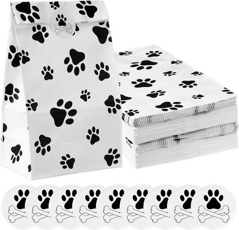 Meanplan 200 Pcs Paper Bags Treat Bags with Footprint Bags Paper Goodie Bags for Lunch Snacks Bread Candy Sandwich Popcorn Cookies Food Party Favors (4lb: 9.4 x 5.1 x 3.1 Inch) in Kuwait