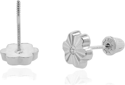 أقراط مرصعة بالألماس من الذهب الأصفر الحقيقي عيار 14 قيراط للنساء والفتيات - لا تسبب الحساسية للآذان الحساسة كهدية in Kuwait