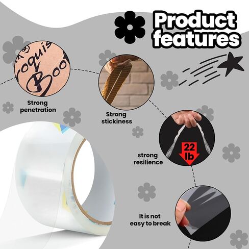 1.89" x 88ft Clear Packing Tape, 48mm Heavy Duty Shipping Packing Tape for Moving Boxes, Shipping, Office, Storage and Packaging Supplies in Saudi Arabia
