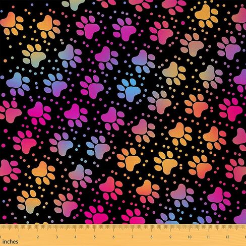 قماش الدشهند الكرتوني من The Yard لطيف على شكل عظمة الكلب الهبي قماش الكتابة على الجدران لمستلزمات الخياطة، نسيج حيوان جرو جميل باللون الأسود والبني لديكور الغرفة وتنجيد DIY 1 ياردة، 36 بوصة طول × 59 بوصة عرض in Kuwait