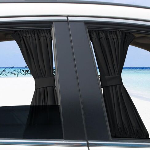 for car Magnetic Curtains 2 x 50s Car Windshield Sunshade,Sun Shade Window Curtain Adjustable Sunshade Drape Visor Valance Curtain(Black) in Saudi Arabia