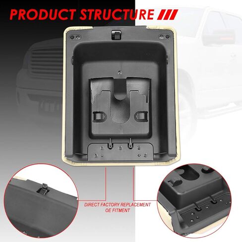 Auto Dynasty Beige Center Console Arm Rest Lid Kit w/Latch Compatible with Ford F-150 Lincoln Mark LT 04-08 in Saudi Arabia