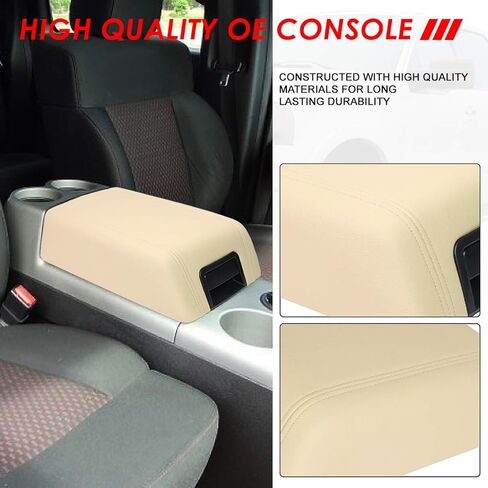 Auto Dynasty Beige Center Console Arm Rest Lid Kit w/Latch Compatible with Ford F-150 Lincoln Mark LT 04-08 in Saudi Arabia