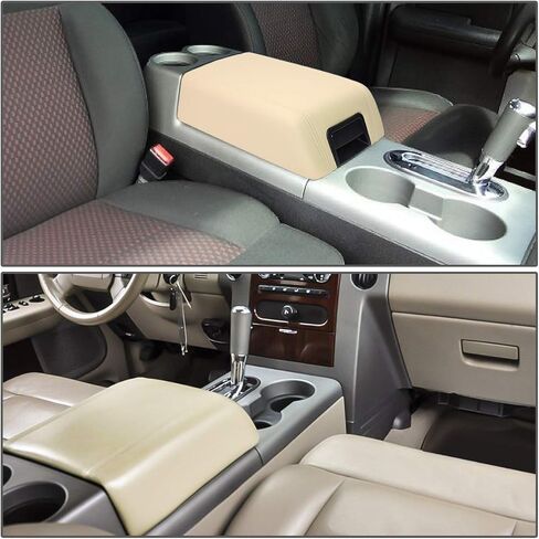 Auto Dynasty Beige Center Console Arm Rest Lid Kit w/Latch Compatible with Ford F-150 Lincoln Mark LT 04-08 in Saudi Arabia
