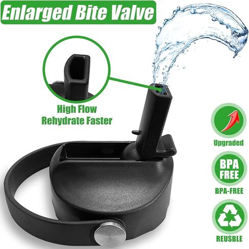 Upgraded Straw Lids for Hydro Flask Wide Mouth Bottle 32 40 oz, High Flow Bite Valve and Flex Handle for Hydroflask Lids with Straw Top Cap Replacemen, Light Pink & Black in Saudi Arabia