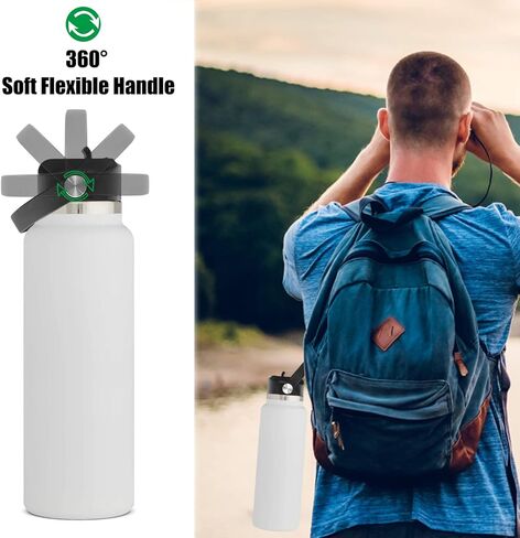 Upgraded Straw Lids for Hydro Flask Wide Mouth Bottle 32 40 oz, High Flow Bite Valve and Flex Handle for Hydroflask Lids with Straw Top Cap Replacemen, Light Pink & Black in Saudi Arabia