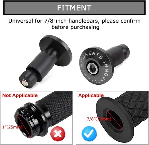 Universal Motorcycle Street Bike 7/8" Handlebar Grips Bar End Plugs (Black) in Saudi Arabia
