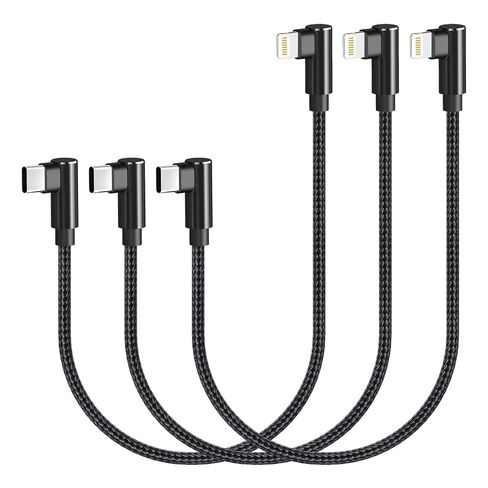 شاحن USB C إلى USB C بطول 1 قدم، 3 كابلات من النوع C بقدرة 60 واط، زاوية يمين قصيرة مضفرة متوافقة مع iPhone 15 / 15Pro/ 15Plus/ 15ProMax، MacBook Pro، iPad Pro، Galaxy... in Saudi Arabia