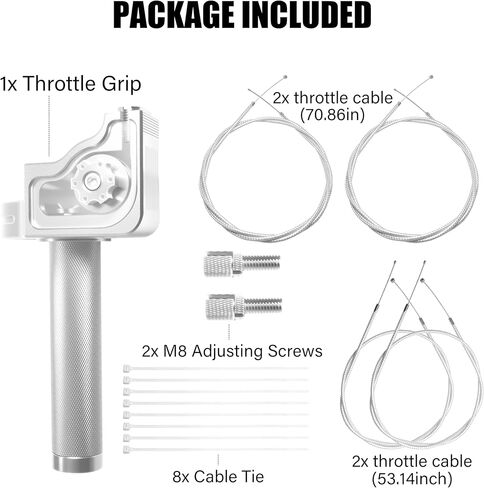 Universal 7/8" Big Twist Throttle Assembly, Dual Push-Pull Cable with Transparent Window for 110-650cc Dirt Pit Bike, Motocross, ATV & Quad, CNC Aluminum Quick Twister Throttle Grip (Silver) in Saudi Arabia