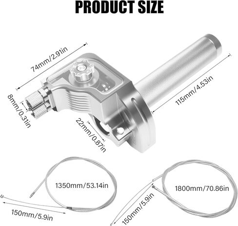 Universal 7/8" Big Twist Throttle Assembly, Dual Push-Pull Cable with Transparent Window for 110-650cc Dirt Pit Bike, Motocross, ATV & Quad, CNC Aluminum Quick Twister Throttle Grip (Silver) in Saudi Arabia