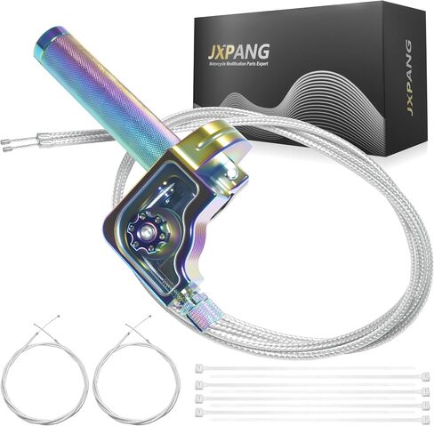 Universal 7/8" Big Twist Throttle Assembly, Dual Push-Pull Cable with Transparent Window for 110-650cc Dirt Pit Bike, Motocross, ATV & Quad, CNC Aluminum Quick Twister Throttle Grip (Silver) in Saudi Arabia