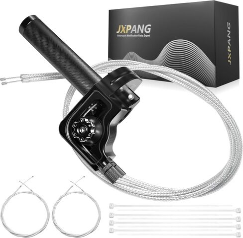 Universal 7/8" Big Twist Throttle Assembly, Dual Push-Pull Cable with Transparent Window for 110-650cc Dirt Pit Bike, Motocross, ATV & Quad, CNC Aluminum Quick Twister Throttle Grip (Silver) in Saudi Arabia