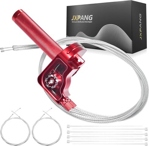 Universal 7/8" Big Twist Throttle Assembly, Dual Push-Pull Cable with Transparent Window for 110-650cc Dirt Pit Bike, Motocross, ATV & Quad, CNC Aluminum Quick Twister Throttle Grip (Silver) in Saudi Arabia