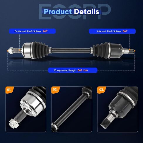 ECCPP CV Axle Shaft Assembly fit for 2003-2007 for Honda for Accord 2.4L Front Left 66-4217 in Saudi Arabia