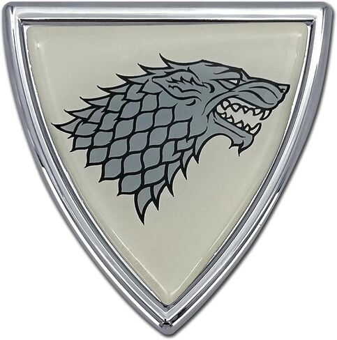 Elektroplate Officially Licensed Game of Thrones House Stark Sigil Shield All Metal Chrome Emblem for Cars, Trucks, and All Auto | Universal Fit at 3.0" x 2.9" | Weatherproof in Saudi Arabia