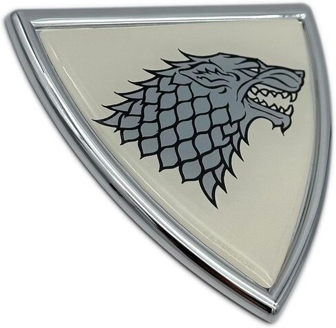 Elektroplate Officially Licensed Game of Thrones House Stark Sigil Shield All Metal Chrome Emblem for Cars, Trucks, and All Auto | Universal Fit at 3.0" x 2.9" | Weatherproof in Saudi Arabia