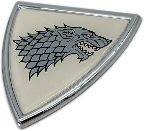 Elektroplate Officially Licensed Game of Thrones House Stark Sigil Shield All Metal Chrome Emblem for Cars, Trucks, and All Auto | Universal Fit at 3.0" x 2.9" | Weatherproof in Saudi Arabia