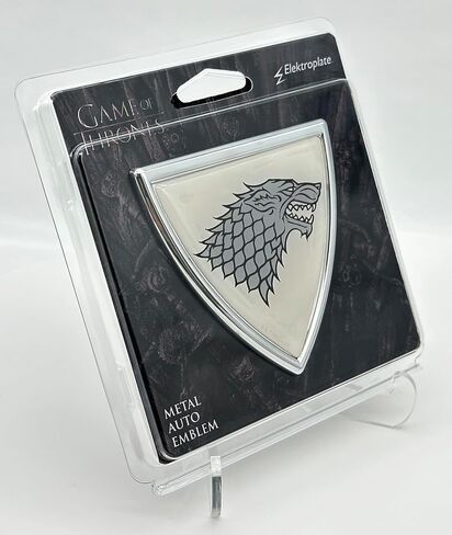 Elektroplate Officially Licensed Game of Thrones House Stark Sigil Shield All Metal Chrome Emblem for Cars, Trucks, and All Auto | Universal Fit at 3.0" x 2.9" | Weatherproof in Saudi Arabia