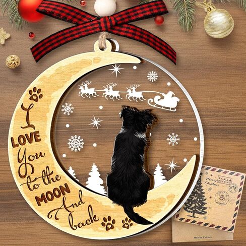 زينة كلب الراعي الألماني شجرة عيد الميلاد، زخرفة GSD بطبقتين من الخشب والأكريليك، زينة عيد الميلاد 2023 لمحبي GSD، وأم الكلب، وأب الكلب، ومحبي الحيوانات الأليفة in Kuwait