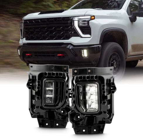 AKKON - Fit 2024 2025 Chevy Silverado 2500HD|3500HD Full LED Fog Light Front Bumper Lamp w/Universal Switch Driver - Passenger Direct Replacement in Saudi Arabia