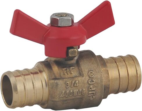صمام كروي نحاسي PEX مقاس 1/2 بوصة، صمام كروي LF نحاسي PEX مع مقبض T أحمر وأزرق، صمام مياه Pex Barb مع شهادة cUPC للمياه الباردة والساخنة - علامة LD التجارية (عبوتان) in Saudi Arabia