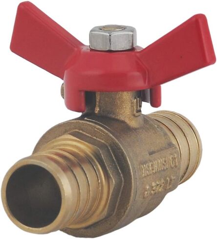 صمام كروي نحاسي PEX مقاس 1/2 بوصة، صمام كروي LF نحاسي PEX مع مقبض T أحمر وأزرق، صمام مياه Pex Barb مع شهادة cUPC للمياه الباردة والساخنة - علامة LD التجارية (عبوتان) in Saudi Arabia