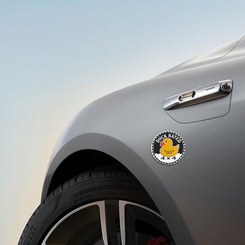 Gear Duck Rated Car Badge Emblem, 4×4 3D Metal Round Self Adhesive Vehicle Bumper Badge Sticker, Scratch Covering Automotive Exterior Trunk Decorative Decal, Universal Fit in Saudi Arabia