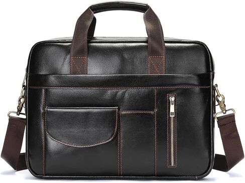 Briefcase Business Bag Portable Top Layer Cowhide Computer in Saudi Arabia