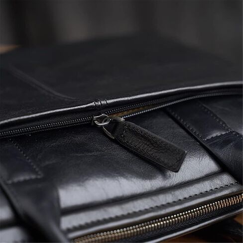 Leather Briefcase Men Bag Business Handbag Male Laptop Shoulder Bags Black in Saudi Arabia