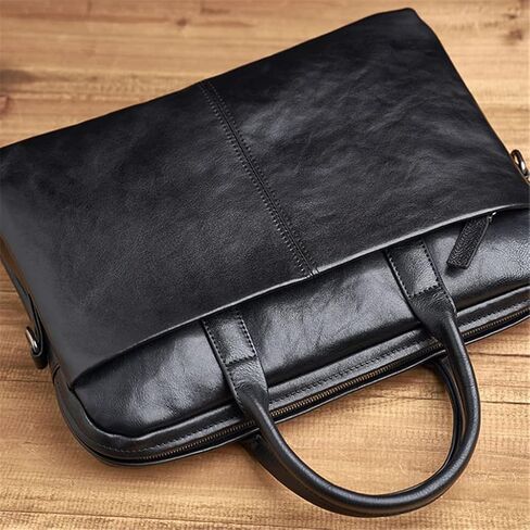 Leather Briefcase Men Bag Business Handbag Male Laptop Shoulder Bags Black in Saudi Arabia