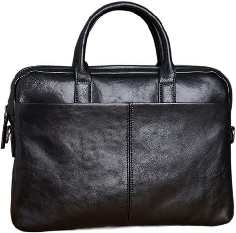 Leather Briefcase Men Bag Business Handbag Male Laptop Shoulder Bags Black in Saudi Arabia