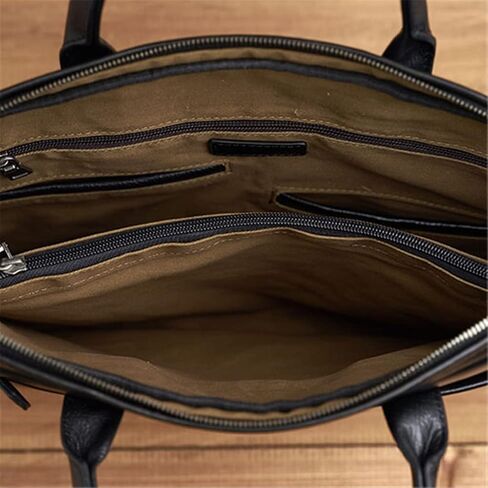Leather Briefcase Men Bag Business Handbag Male Laptop Shoulder Bags Black in Saudi Arabia