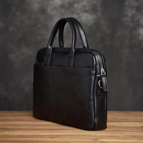 Leather Briefcase Men Bag Business Handbag Male Laptop Shoulder Bags Black in Saudi Arabia