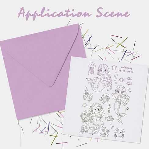 Mermaid Pattern PVC Plastic Stamp 16x11x0.3cm Mermaid and Ocean Critters Clear Stamp Coral and Crab Transparent Silicone Template Summer and Shell Template for Scrapbook Journal Card Making in Saudi Arabia