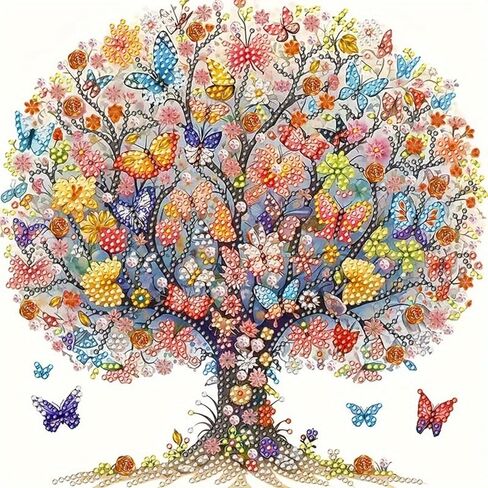 DIY 5D Diamond Painting Kits for Adults Diamond Art Life Tree and Butterflies Diamond Painting Full Drill Crystal Rhinestone for Home Wall Decor Gifts 11.8x9.84inch in Saudi Arabia