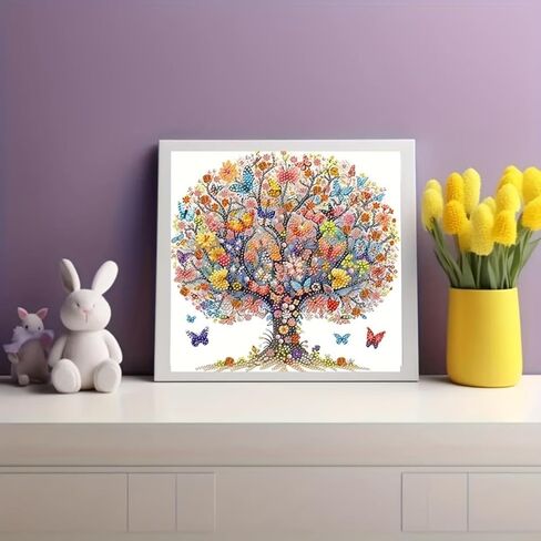 DIY 5D Diamond Painting Kits for Adults Diamond Art Life Tree and Butterflies Diamond Painting Full Drill Crystal Rhinestone for Home Wall Decor Gifts 11.8x9.84inch in Saudi Arabia