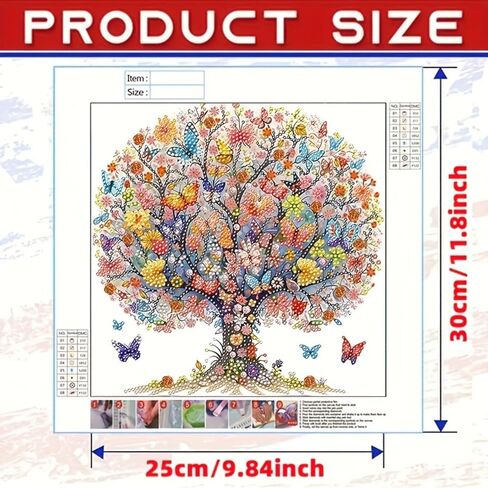 DIY 5D Diamond Painting Kits for Adults Diamond Art Life Tree and Butterflies Diamond Painting Full Drill Crystal Rhinestone for Home Wall Decor Gifts 11.8x9.84inch in Saudi Arabia