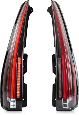 VLAND Tail lights Assembly Fit for Cadillac Escalade 3rd Gen SUV 2007-2014(Not for GMC & Chevrolet), Rear Lamp with DRL, Back light w/Fog Lights & Red Turn Signal, Smoked in Saudi Arabia