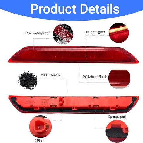 مصباح الفرامل الثالث الثالث مصباح ضوء الفرامل العالي متوافق مع 2015-2023 Ford Transit 150 250 350 350HD استبدال BK3Z13466A BK3Z13466C in Kuwait