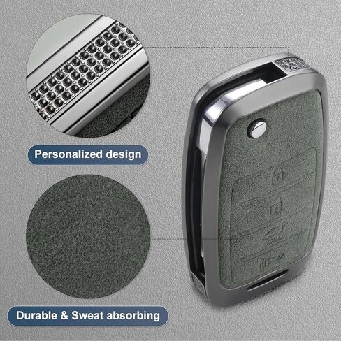 YO&YOYE Compatible with Kia Key Fob Cover with Keychain Leather Key Case Protector Fit for Kia Forte Koup NIRO Optima Rio Sorento Soul Sportage, Grey in Saudi Arabia