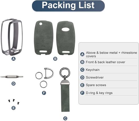 YO&YOYE Compatible with Kia Key Fob Cover with Keychain Leather Key Case Protector Fit for Kia Forte Koup NIRO Optima Rio Sorento Soul Sportage, Grey in Saudi Arabia