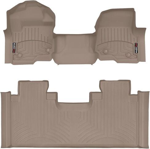 بطانات أرضية مخصصة من Weathertech لسيارة Ford Super Duty، Super Duty، Super Duty - الصف الأول (OTH) والصف الثاني (4410331-446975)، أسود in Saudi Arabia