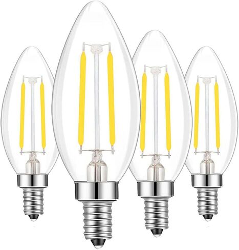 E14 European Base LED Filament Edison Bulb, 2W Warm White 2700K, No-Dimmable (4-Pack) in Saudi Arabia