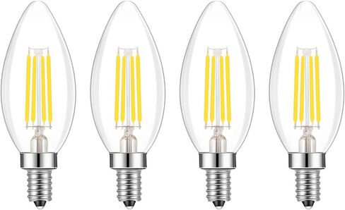 E14 European Base LED Filament Edison Bulb, 2W Warm White 2700K, No-Dimmable (4-Pack) in Saudi Arabia